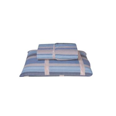 Imagem de Jogo De Lençol Dia A Dia Estampado 2 Peças Solteiro 80% Algodão - 20% Poliéster Percal 180 Fios Cor:azul Listrado
