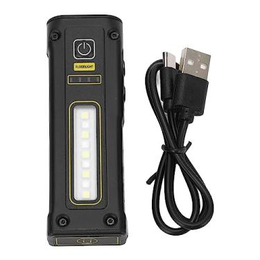 Imagem de QANYEGN Luzes de trabalho lanterna, luz do ponto lanterna preta, lanterna de aviso recarregável do tipo C para situações de caminha, pesca ou emergência