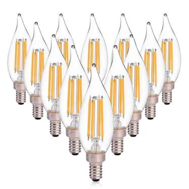 Imagem de Lâmpada LED de candelabro HMYYJT regulável 6W 550LM E12 2700K, pacote 