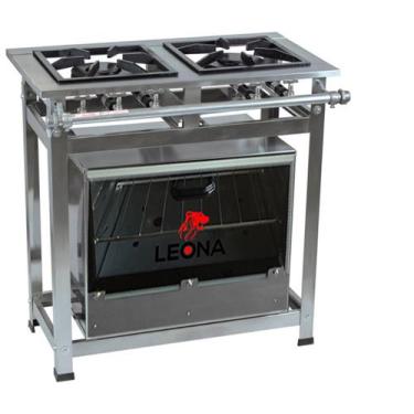 Imagem de Fogão Industrial 2 Bocas P7 em Aço Inox com Forno Leona - Mr Fogões