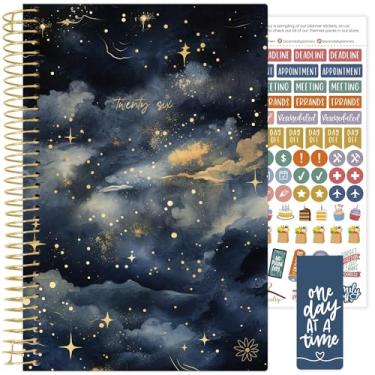 Imagem de bloom daily planners Agenda 2026 (janeiro a dezembro) Organizador de ano calendário - 14 cm x 21 cm - Agenda semanal e mensal com adesivos e marcador de página - Céu da meia-noite