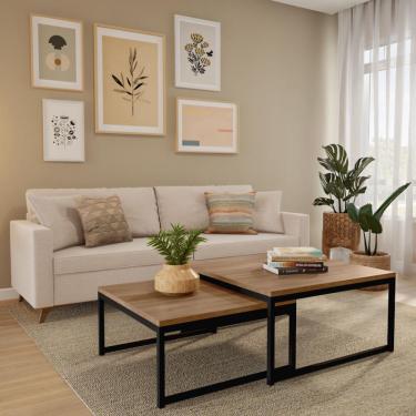 Imagem de Mesa de Centro Quadrada Cristina Marrom e Preta