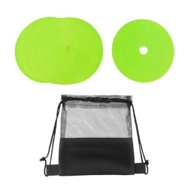 Imagem de simhoa 10x Marcadores de cones planos antiderrapantes de 6 polegadas, discos planos, marcadores de para treinamento de agilidade de futebol e basquete, Luz Verde