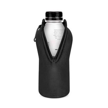 Imagem de Linkidea capa para garrafa de água descartável compatível com hidratação PRIME 16,9 fl oz, BODYARMOR, Gatorade Fit, capa plástico de neoprene isolada para bebidas esportivas com zíper com trava, preta