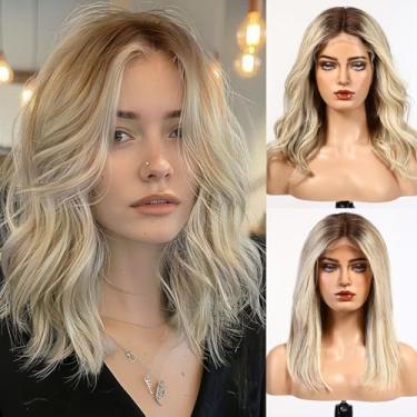 Imagem de starluck Perucas de cabelo humano lace frontal perucas de cabelo humano para mulheres loiro misto Pelucas De Mujer Pelo Humano 16 polegadas ondulado realista e natural uso diário