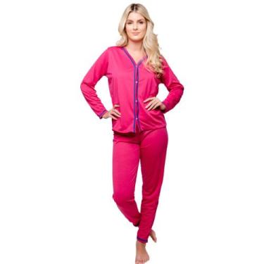 Imagem de Pijama Feminino Modelo Americano Manga Comprida Liso Diones, Pink, M