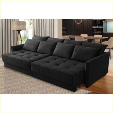 Imagem de Sofá Cama Retrátil e Reclinável 2,10m com Molas Catarina Veludo Preto 