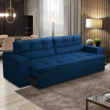 Imagem de Sofá Retrátil e Reclinável 3 lugares com Molas 1,80m Vanessa Suede Azu