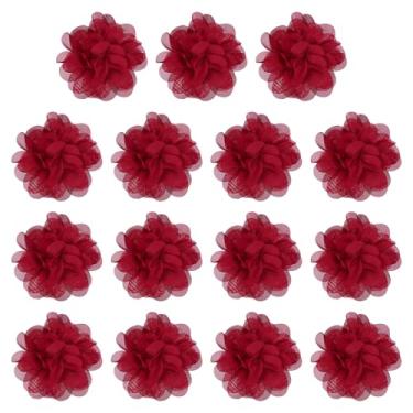 Imagem de YELARXI Flores de chiffon, apliques de tecido de costura, apliques de flores de chiffon - adequado para (mulheres/artesanato faça você mesmo/tiaras/acessórios de cabelo/casamento/festa/corsage) pacote