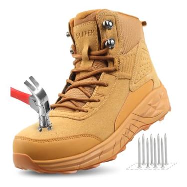 Imagem de Blapek Botas de dedo de aço para homens – Antiderrapante, à prova de perfuração, segurança para trabalho com palmilhas acolchoadas – Conforto o dia todo, perfeito para construção, ao ar livre