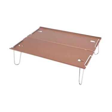 Imagem de menolana Mesa de acampamento dobrável, mesa lateral, portátil, compacta, ultraleve, para áreas externas, de praia, móveis para acampamento, caminhadas, Marrom Claro