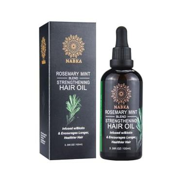 Imagem de Óleo natural de alecrim e menta para todos os tipos de cabelo, enriquecido com biotina, 100 ml