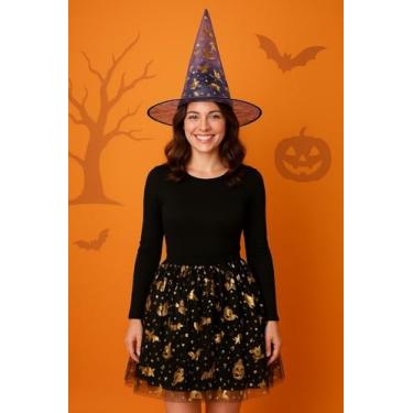 Imagem de Fantasia De Bruxa Infantil Halloween 2 pçs - Sai e Chapéu