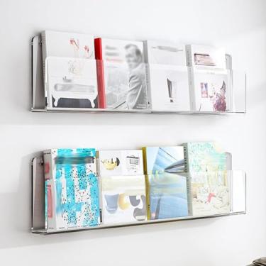 Imagem de Porta-revistas 2 Prateleiras Para Revistas, Suporte De Brochuras De Acrílico Transparente Estante Pendurada, Armazenamento De Documentos De Montagem Na Parede Pa, Portfolio 3, L - 80cm/31.5in