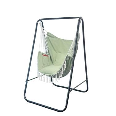 Imagem de Suporte para cadeira de rede, inclui grande balanço interno suspenso, carga máxima de 226 kg, suporte de rede de aço resistente para uso interno e externo (verde)