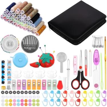 Imagem de blackonvlm Kit de costura presentes para mãe, avó, mulheres, homens, adultos, adolescentes, iniciantes, viajantes, suprimentos de costura portáteis profissionais contêm linha, agulhas, tesouras, itens