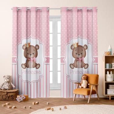 Imagem de Cortina Infantil Estampada, 3,00x2,20m, 2 Folhas, Poliéster, Decorativa para Quarto, Sala, Escola (URSA PRINCESA)