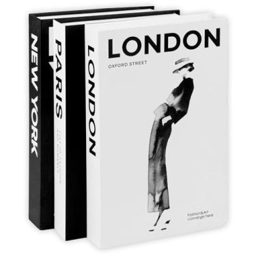 Imagem de FALESOUL 3 caixas de livros decorativas modernas, caixa de armazenamento de livros falsos, casa de fazenda moderna para mesas de centro, estantes domésticas, artesanato, decoração, armazenamento para