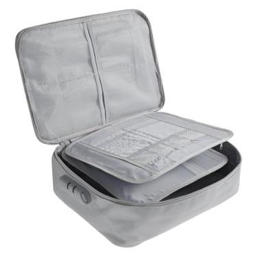 Imagem de Bolsa de armazenamento de documentos com trava, organizador de documentos à prova de fogo com fechadura, caixa de documentos à prova d'água com isolamento térmico, organizador de arquivos, caixa de