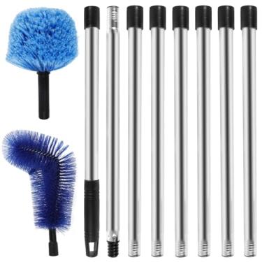 Imagem de LCZNXJJY Espanador de teia de aranha com haste de extensão, espanador de penas com cabeça lavável, escova de teia de aranha e kit de espanador de teto escovas de teia de aranha para tetos altos