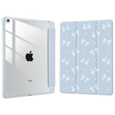 Imagem de Joyland Arcos azuis claros para iPad 6ª/5ª geração de 9,7 polegadas 2018/2017, iPad Air 2/Air 1st, suporte de lápis embutido com capa à prova de choque, capa traseira transparente transparente