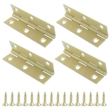 Imagem de Hordion 12 peças mini dobradiças de latão sólido de 6 cm, dobradiças dobráveis, dobradiças pequenas para caixa de joias, caixa de madeira, armário e porta