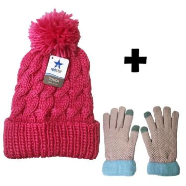 Imagem de Kit Inverno Feminino Viagem Europa Com Touca Pompom E Luva Touch Screen