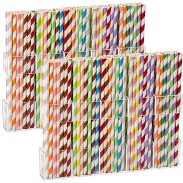 Imagem de Pacote com 2 suportes de canudo de acrílico de 24 cm para porta de armário organizador de canudo reutilizável dispensador de armazenamento de copo acessórios de cozinha recipiente para armário de