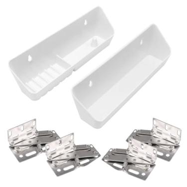 Imagem de Baudelun Bandejas frontais para pia de cozinha de 35 cm para armário embaixo da pia na cozinha e banheiro, inclui dois pares de dobradiças e parafusos de montagem, pacote com 2, branco