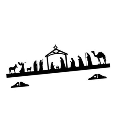 Imagem de oshhni Enfeite de manjedoura do Menino Jesus, escultura de mesa, artesanato em ferro, novidade, decoração de presépio de Jesus para escritório em casa de, L