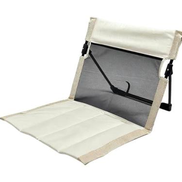 Imagem de kowaku Cadeira de acampamento com encosto dobrável, assento de acampamento, espreguiçadeira para viagens rodoviárias e caminhadas, Bege