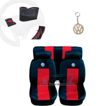 Imagem de capa banco carro couro vermelho+capa volante p golf mk5 2008 - gj aces