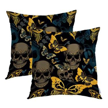 Imagem de Capa de travesseiro Batmerry Yellow Butterfly Skull 50x50cm (conjunto 
