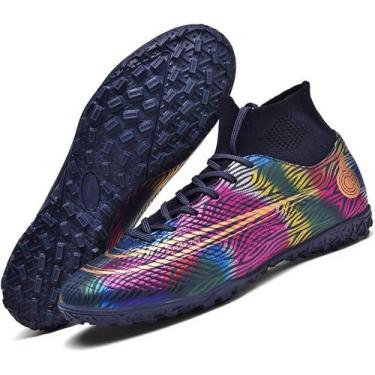 Imagem de Tênis de futebol masculinos de futebol com pontas longas, couro e borr