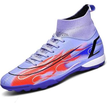 Imagem de Tênis de futebol masculinos de futebol com pontas longas, couro e borr