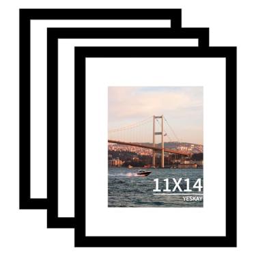 Imagem de YESKAY Porta-retrato de 28 x 35 cm, pacote com 3 – moldura de pôster preta para exibição de imagens 20 x 25 cm com tapete ou 28 x 35 sem tapete, para pendurar na parede horizontal e vertical