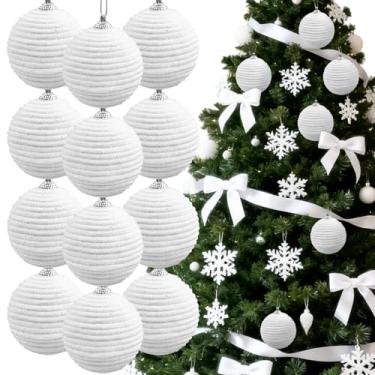 Imagem de 12 peças de enfeites de bola de Natal de 5 cm, corda de juta de fazenda boho, decorações de bolas penduradas, ornamentos para árvore de Natal, férias, grinalda, casamento, decoração de casa (0ff