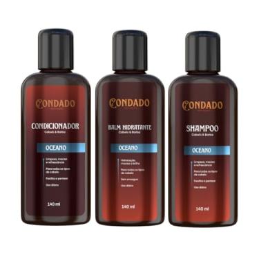 Imagem de Kit Shampoo Condicionador Balm Hidratante Masculino Refrescante Cabelo Barba Hidratação Limpeza Condado (Oceano (Refrescante))