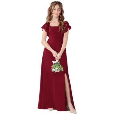 Imagem de Vestido de dama de honra Jirocum JR001 para casamento Burgundy Girl 8