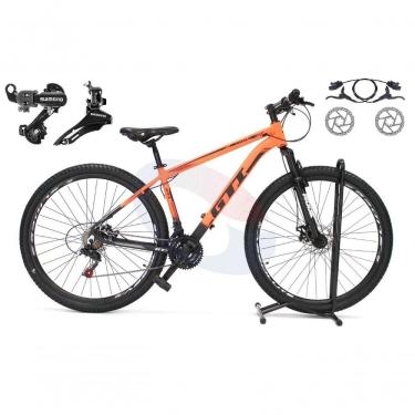 Imagem de Bicicleta Aro 29 Gti Roma 21v Alumínio Câmbios Shimano Freio Disco Hidráulico Garfo Suspensão - Laranja-preto Tam.21