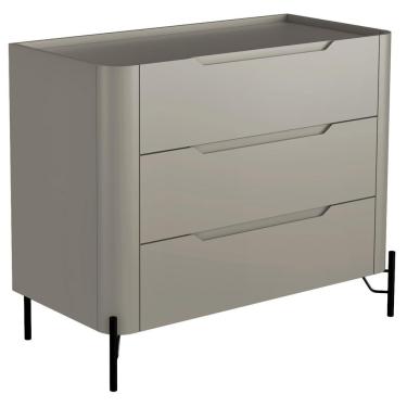 Imagem de Cômoda Para Quarto Closet Orgânica 3 Gavetas Pés Industrial Preto Bliss I03 Grigio - Lyam Decor