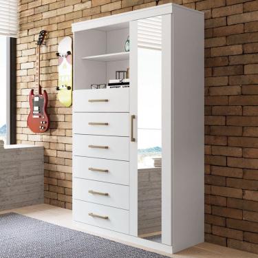 Imagem de Cômoda Califórnia 1 Porta 6 Gavetas Branco - Pnr Móveis