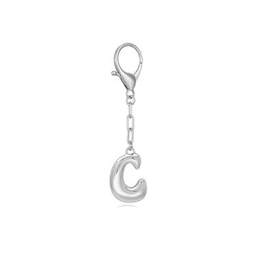 Imagem de YUANHUYUOU Chaveiro com nome, chaveiros femininos Inicial 26 Letras A-Z chaveiro Bolsa Decoração Presentes -, C, 1