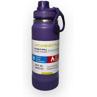 Imagem de Garrafa Térmica 800ml - Duplamente Isolada a Vácuo, Alça,Hidratação, Caminhada, Academia. (Roxa)