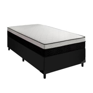 Imagem de Cama Box Preta Solteiro Arezzo Black White Molas Ensacadas - Portobel