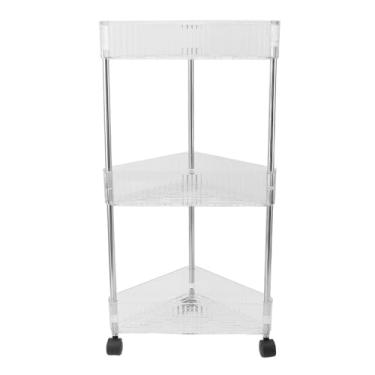 Imagem de Hyuduo Prateleira de Armazenamento de Banheiro, Suporte de Canto Moderno Multicamadas de Grande Capacidade Com Rodas, Material PP para Organização de Banheiro, Estante que Economiza Espaço para
