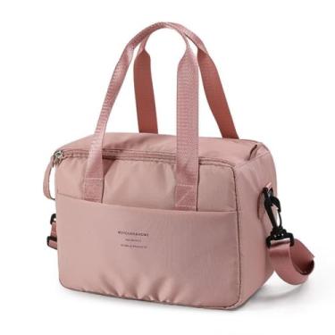 Imagem de Bolsa Térmica Pequena Lancheira Fitness Porta Marmita Almoço Com Alça Transversal Luxo (Rosa)
