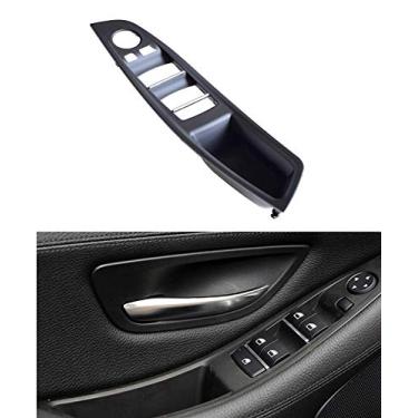 Imagem de Maçaneta da porta do lado do motorista para BMW Série 5 F10 F11, painel de apoio de braço do interruptor da janela, caixa de armazenamento da moldura do botão do assento do motorista para BMW 520 523 525 528 530 535 2010-2016 (preto)