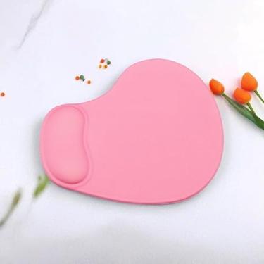 Imagem de Mouse pad com suporte de pulso, mouse ergonômico com descanso de pulso em gel para jogos, mesa de computador, laptop, escritório, casa e viagem (rosa)