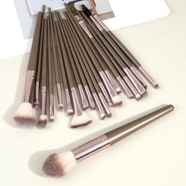 Imagem de Pincéis de maquiagem, conjunto de 20 pincéis profissionais de maquiagem para sombra, blush, corretivos Kabuki para viagem, conjunto de pincéis de maquiagem para olhos em pó facial (champanhe)